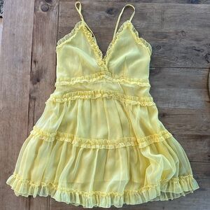 Windsor Light Yellow Dress with Ruffle Accents
